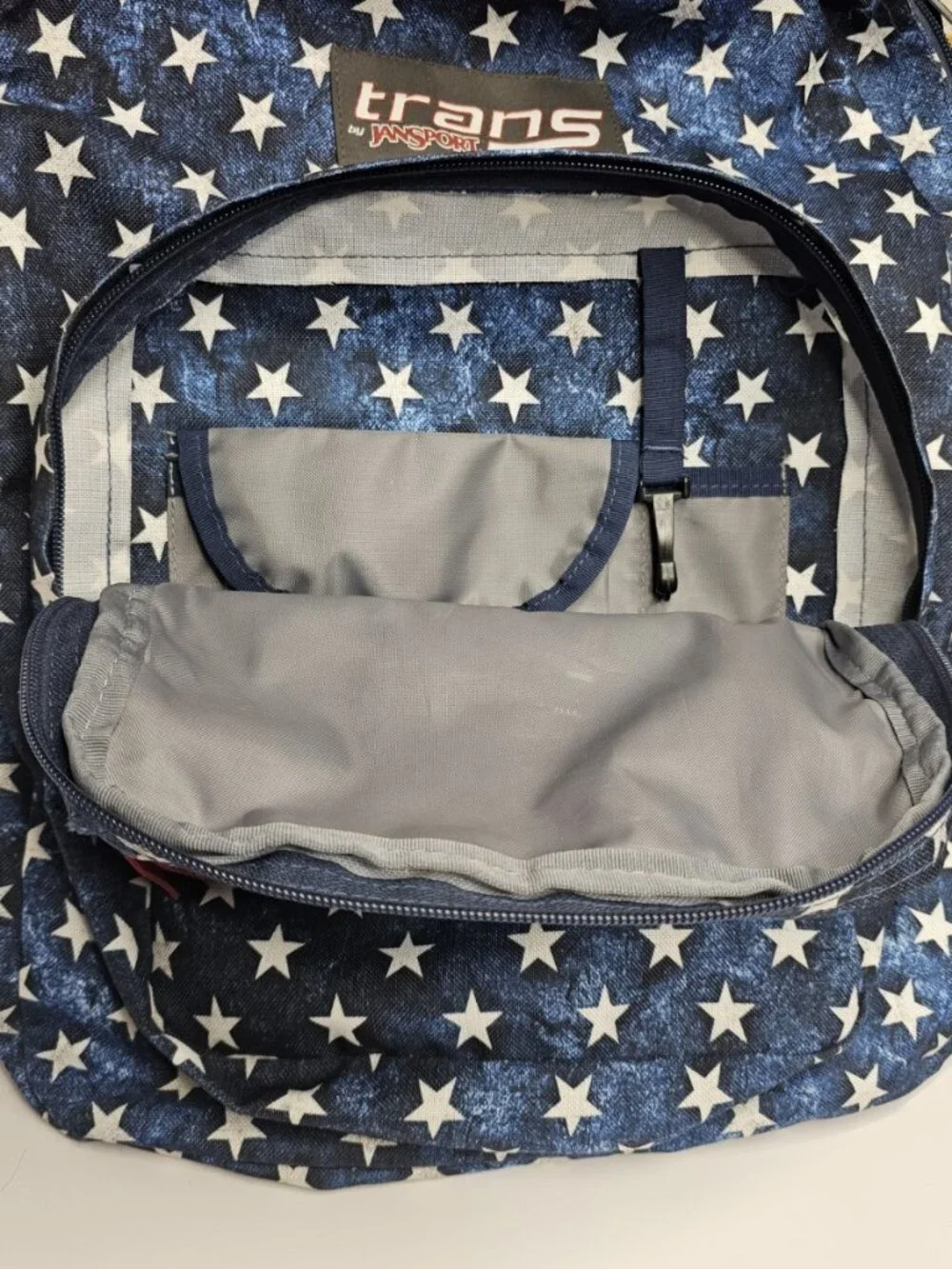 Jansport Trans Supermax Backpack Blue White Stars School Travel Pack 17